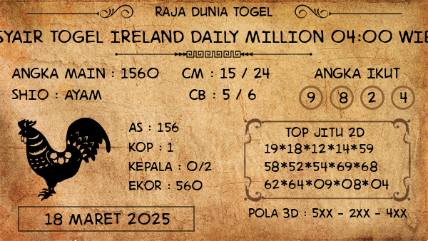 Prediksi Ireland Daily Million 04:00 WIB