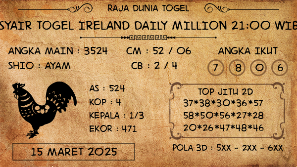 Prediksi Ireland Daily Million 21:00 WIB