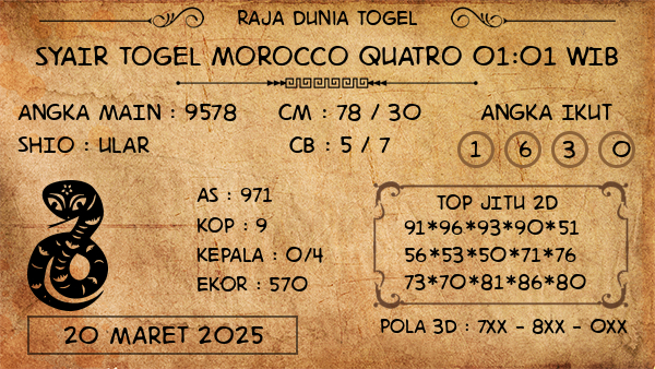 Prediksi Morocco Quatro 01:01 WIB