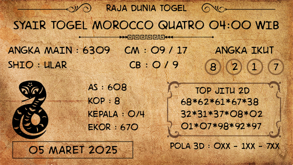 Prediksi Morocco Quatro 04:00 WIB