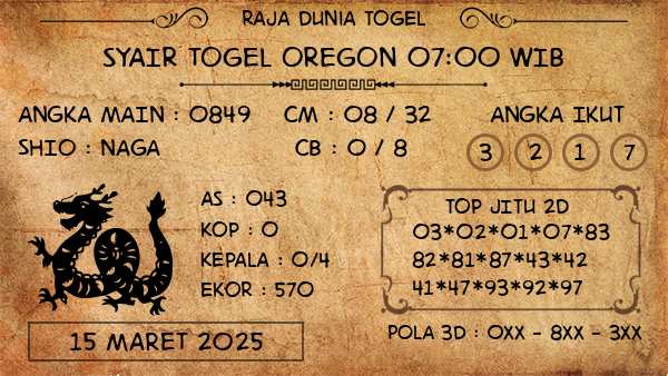 Prediksi Oregon 07:00 WIB