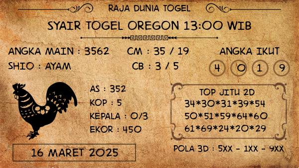 Prediksi Oregon 13:00 WIB